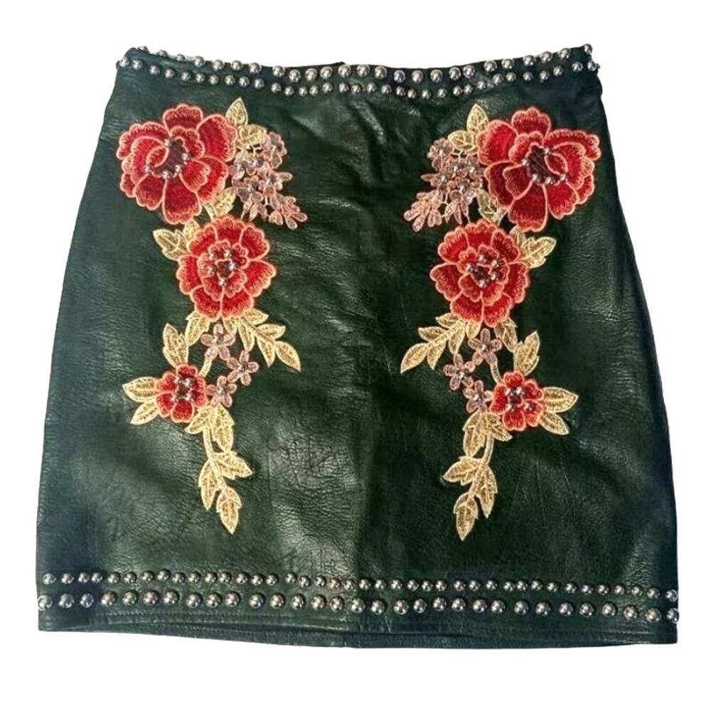 Romeo + Juliet Green Faux Leather Skirt | Size S